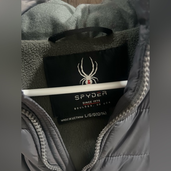 Spyder Girls/ Kids Gray Black Down Puffer Jacket size 12/14 L/XL EUC - Picture 3 of 8